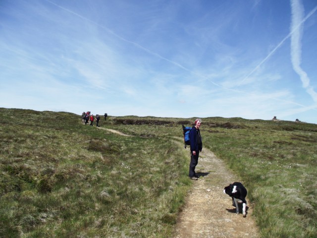 Rush hour! Group of youngsters on the Pennine Way