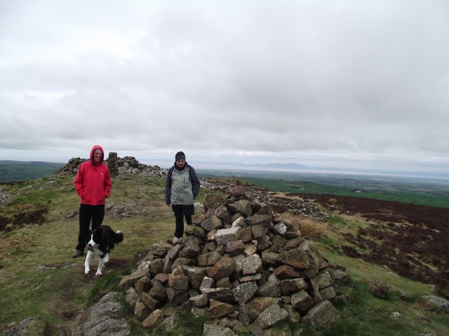 The summit ridge, with the Trig Point and Bronze Age cairn behind