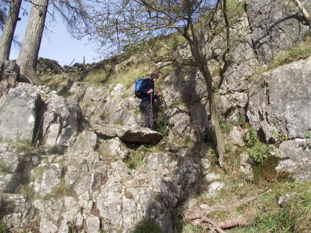 The small limestone crag on the descent to Arncliffe