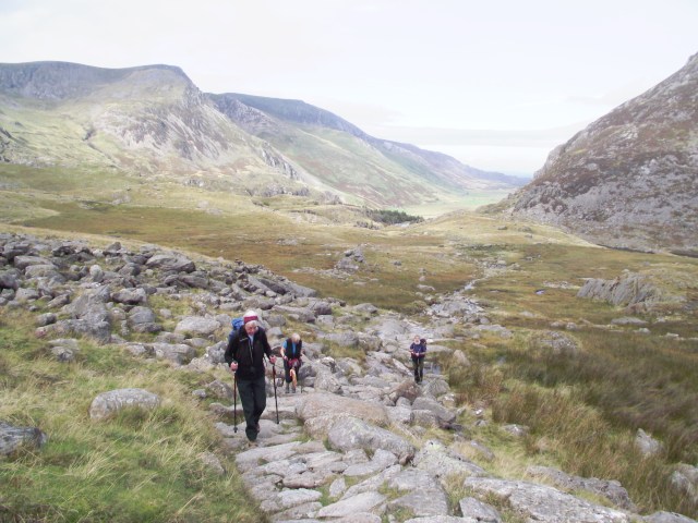 Looking back towards Ogwen on the approach to Cwm Bochlwyd