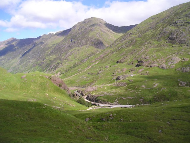 Am Bodach (centre) with the Aonach Eagach running to the left