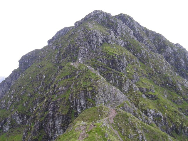 Looking back to the steep descent of Am Bodach