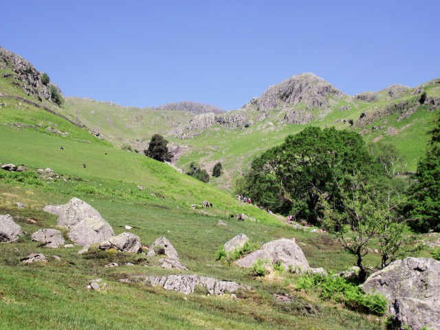 Looking across to the Stickle Ghyll path, the main path to Pavey Ark