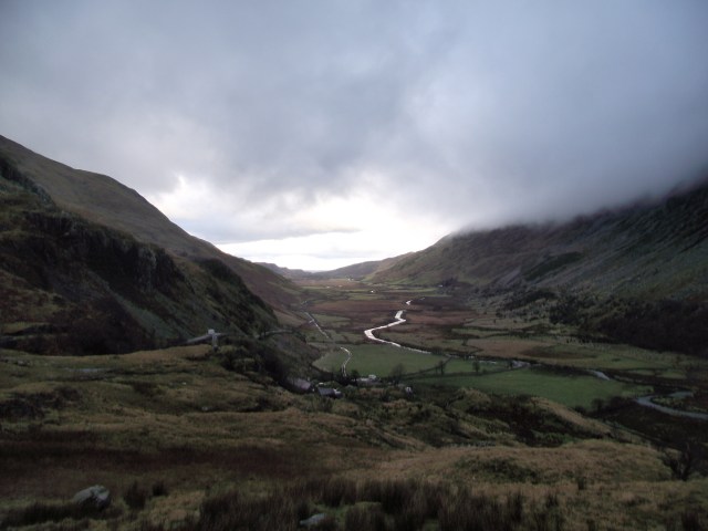 Looking north down the Nant Ffrancon valley at Ogwen