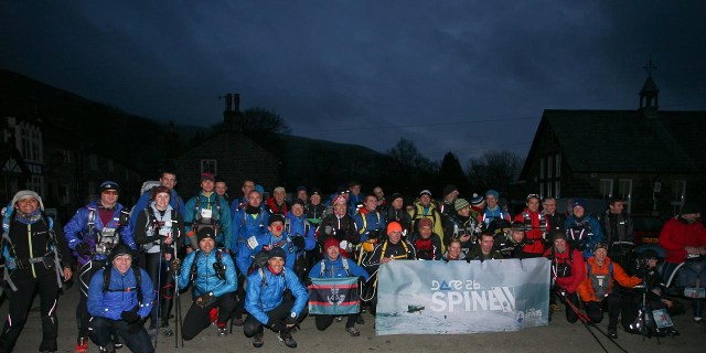 The competitors at the start line in Edale, about to start ‘The Spine’ 2013  (Spine)