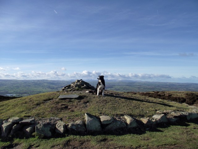 The reconstructed Bronze Age cairn at the summit