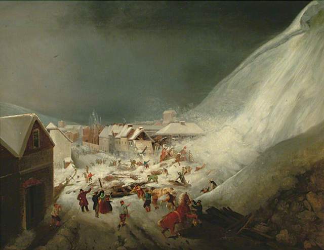 The aftermath of the Lewes avalanche (by unknown artist)