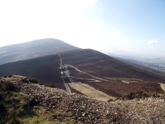 Looking back to Moel Morfydd in the distance, with an un-named top between
