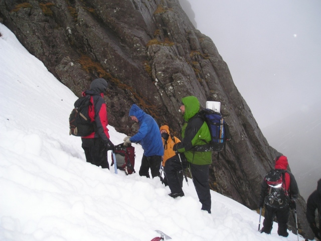 Testing the snowpack on a winter mountaineering course