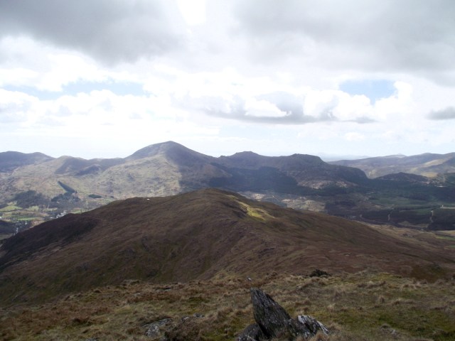 Part of the panorama (l to r) Moel Hebog, Moel yr Ogof and Moel Lefn