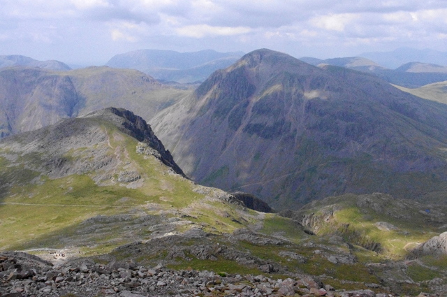 Looking down on Lingmell Col from the slopes of Scafell Pike  © Ian Taylor