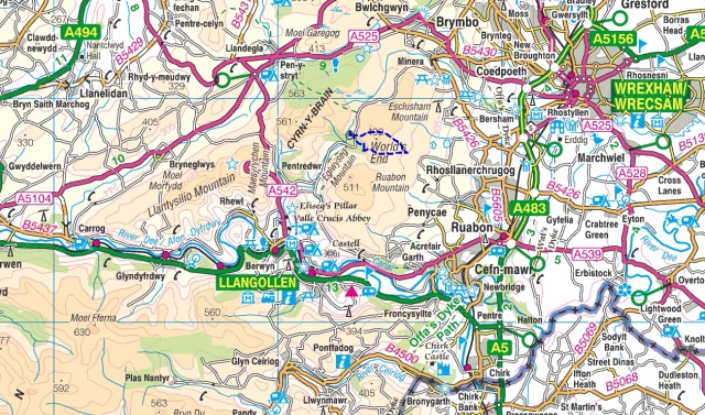Where to find the route – between Llangollen and Wrexham