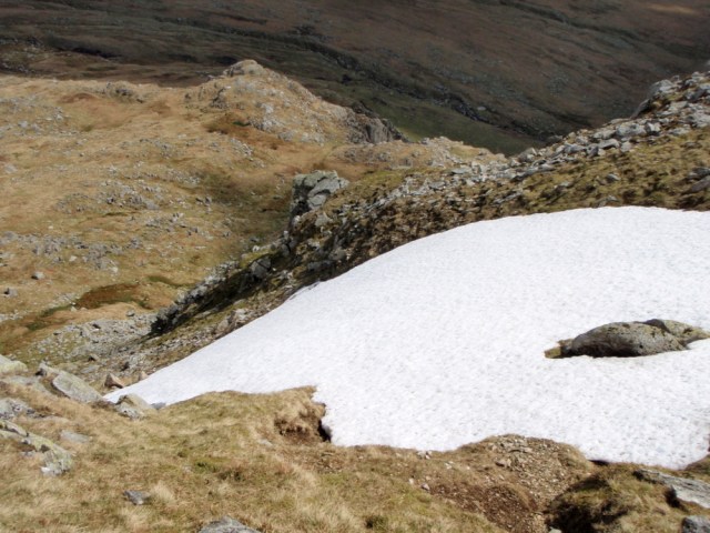 The top of the second gully, with the last remnants of the winter snow