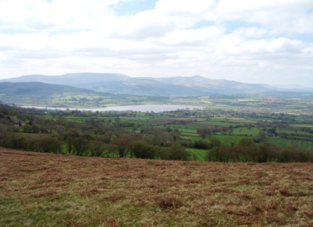 Llangorse Lake with the Brecon Beacons beyond