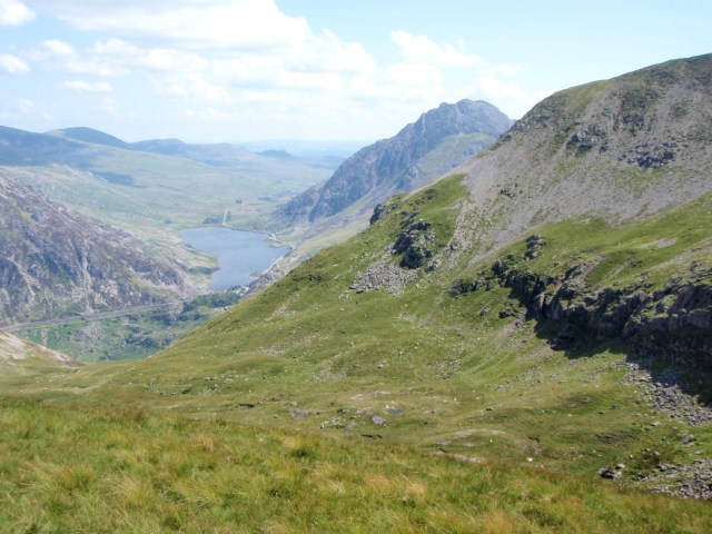 Another view of the cwm, with Tryfan and the lake of Llyn Ogwen beyond