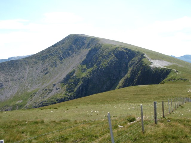 Y Garn from the north – the stony area above the cliff (right of centre) is the upper wreckage site