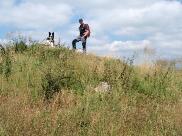 ‘Mist’ and the author on the remains of Sir Watkin’s Tower