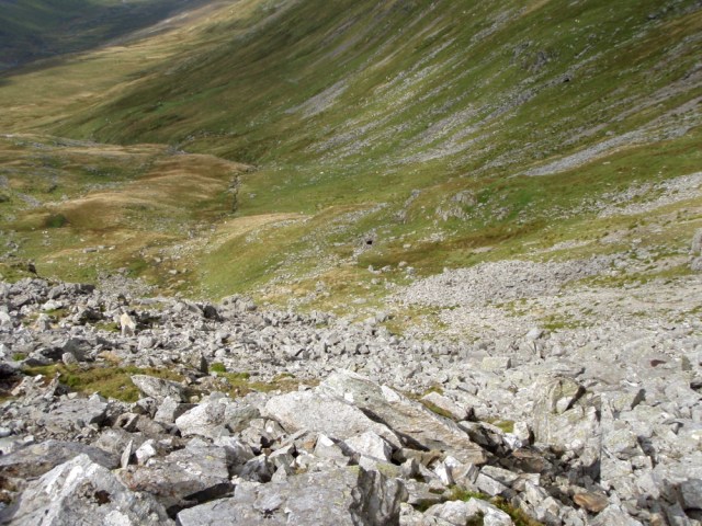 The view down to where the remains of the aircraft lie