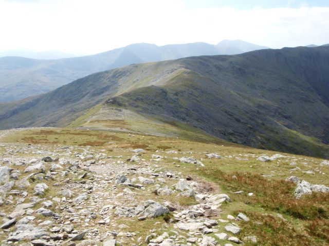 The same aspect from the slopes of Carnedd Llewelyn, with the impact site dead centre