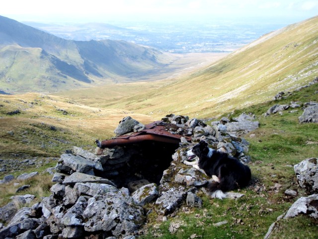 Small shelter at the wreckage site utilising part of the seat armour from the aircraft