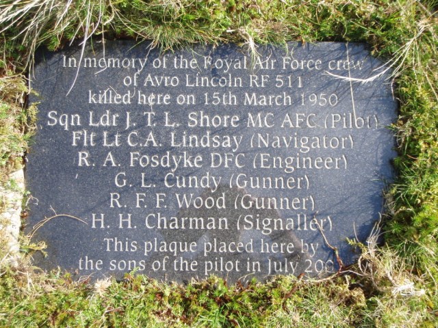 Memorial plaque to the crew members killed in the crash