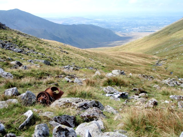  Rusty propeller hub and the view down the valley towards Bethesda