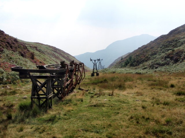 Remains of the cableway used to transport copper ore to Nantmor