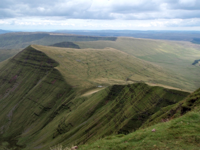 Start of the descent from Pen y Fan with Cribyn ahead