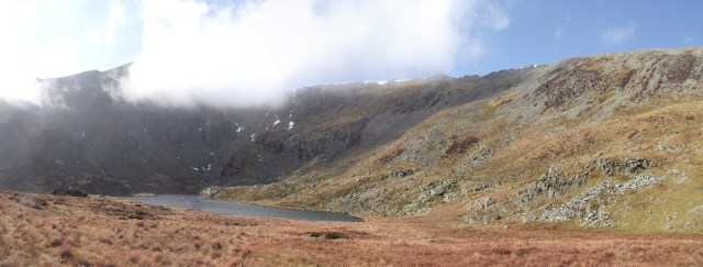 Cwm Lloer below Pen yr Ole Wen and Carnedd Dafydd in the mountains of the Carneddau