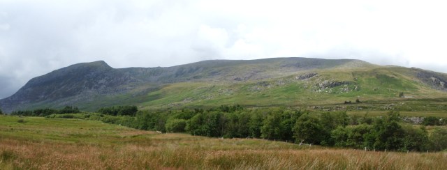 Looking up to the Carneddau Plateau from the Ogwen Valley, Pen yr Ole Wen on the left