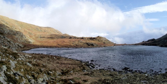 Looking southeast across the lake of Ffynnon Lloer