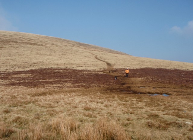 Retracing our steps down Moel Wnion