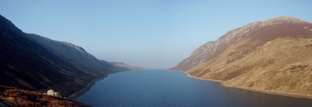 The view back down Llyn Cowlyd, with Creigiau Gleision on the right