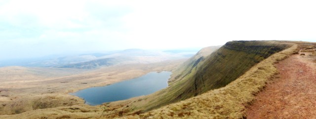 Looking back along the escarpment to Llyn y Fan Fawr