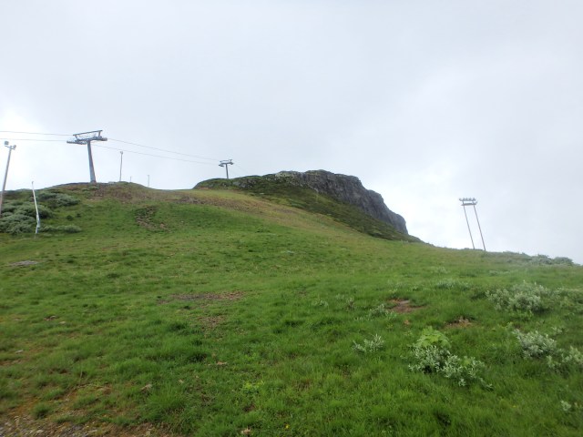 Looking up the ski pistes ….
