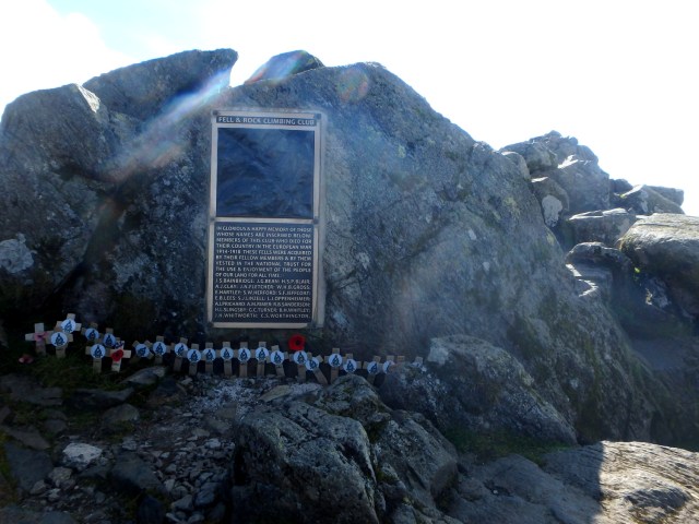The memorial to members of the Fell and Rock Club killed in WW1