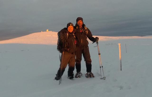 Early morning below Great Dun Fell - Javed with support runner Paul Wilson
