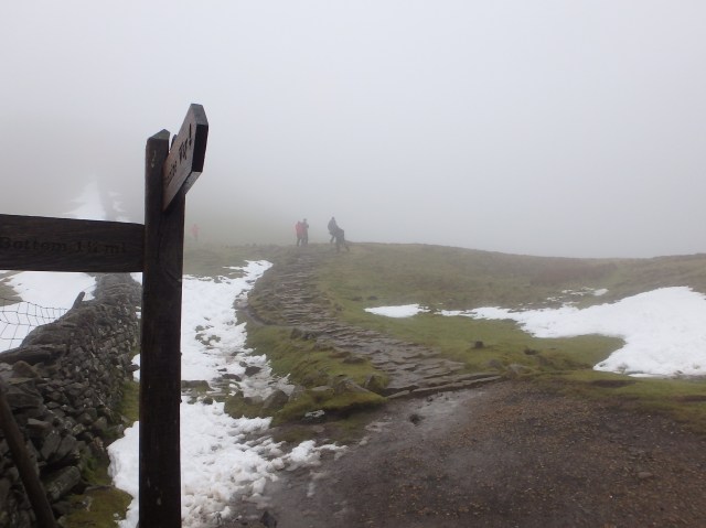 Javed heading down from the summit of Pen y Ghent ….