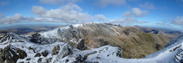Looking back to Garnedd Ugain (centre) and the PYG Track exit at Bwlch Glas