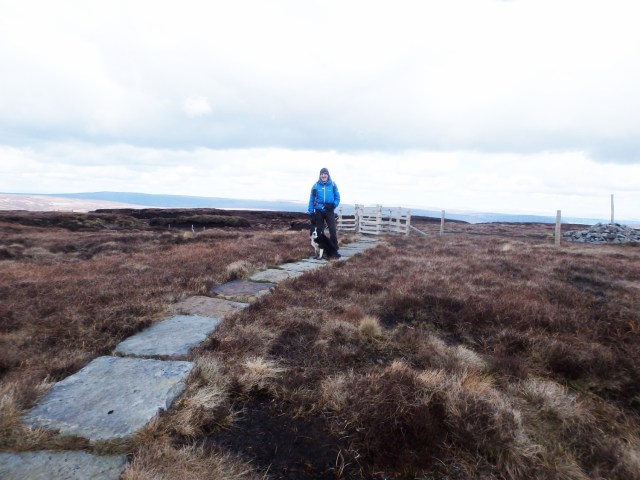The author and ‘Mist’ at the old Lancashire-Yorkshire border (pre-1974)