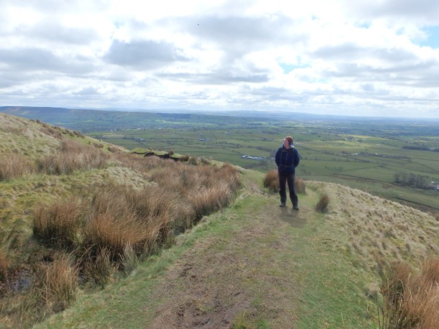 Chris on the track up Parlick