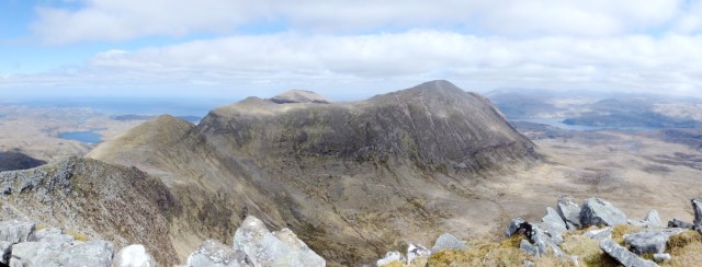 Panorama of the route ahead, seen from Spidean Coinich