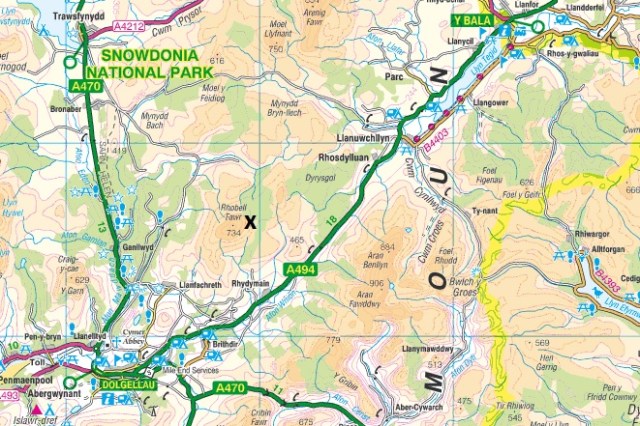 X marks the spot! Rhobell Fawr, between Dolgellau and Bala)