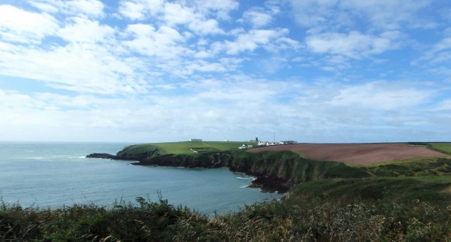 The view south from Mill Bay towards St Ann’s Head with the Coastguard Cottages (centre)