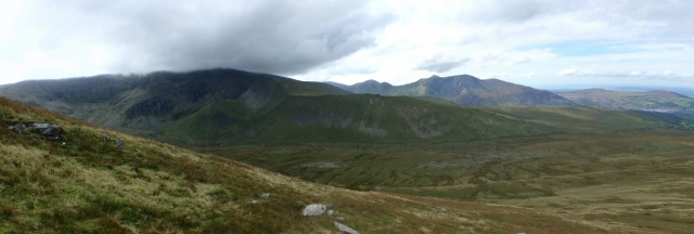 Looking across to Carnedd Dafydd with the hills of the North Glyderau behind