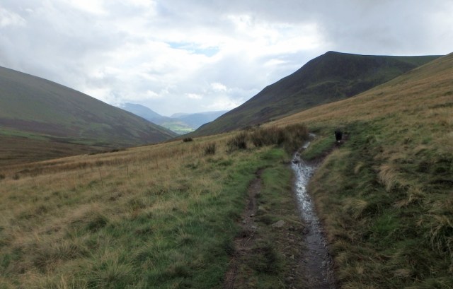 Heading south on the Cumbria Way with Lonscale Fell ahead (right)