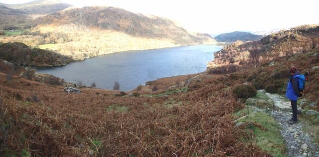 Looking down to Llyn Dinas