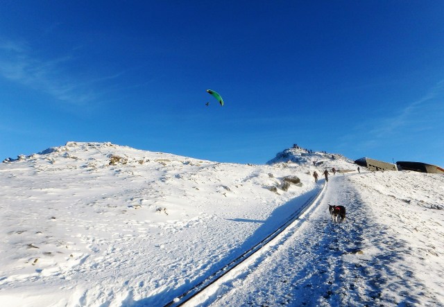 Approaching the summit by the railway line